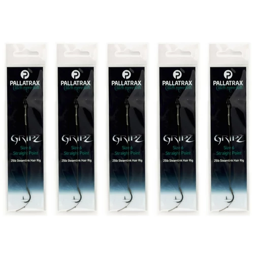 PALLATRAX GRIPZ STRAIGHT POINT HAIR RIGS SIZE 8 15LB STEAMLINK