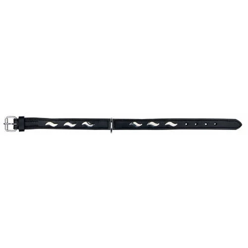 Trixie Leather collar - bőr nyakörv - fekete/fém (L) 48-56cm/30mm