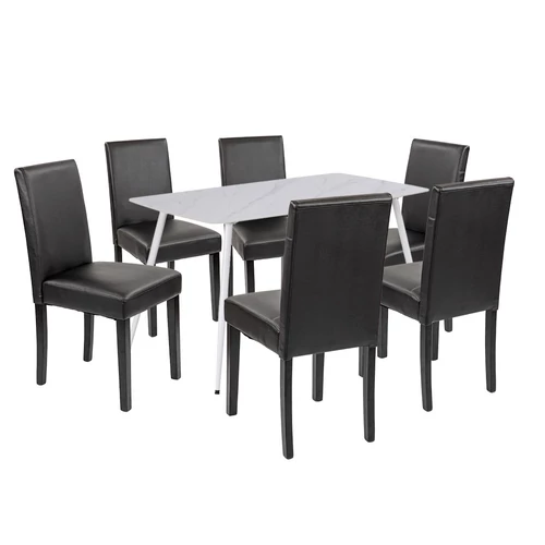Megan 6+1 étkező garnitúra fehér-fekete