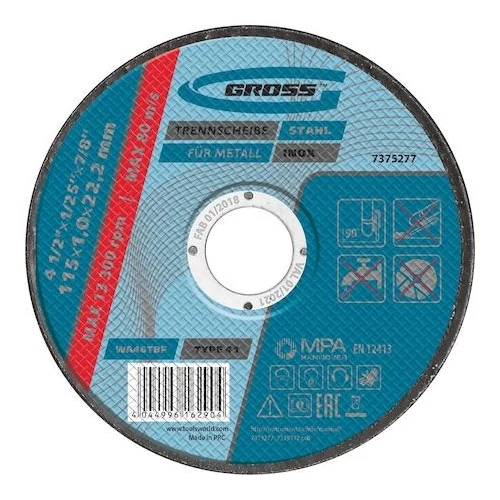 GROSS 125x1,2mm M14 Inox professional vágókorong