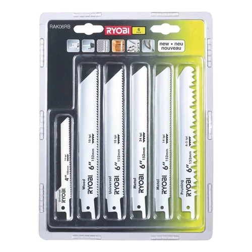 Ryobi 6 részes szablya fűrészlap készlet fához és fémhez RAK3RBWM