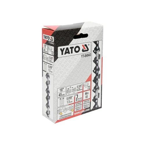 YATO 0,325/18, 18" 45cm, 72 szemes láncfűrész lánc 1,5mm horonyhoz