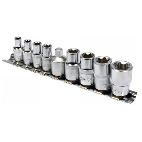 YATO 9 részes külső torx szett 1/4":E5-E8,3/8":E10-E16 dugókulcs készlet