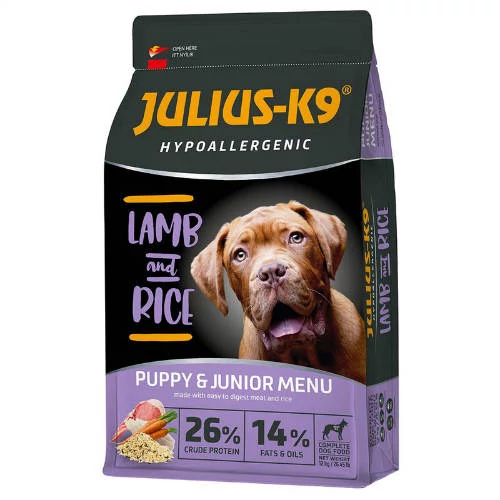 JULIUS K-9 12kg Puppy&Junior Hypoallergenic (bárány,rizs) száraztáp - Ételallergiás kölyök kutyák részére