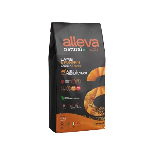 Alleva Natural Adult Medium/Maxi Dog - bárány és sütőtök 12 kg