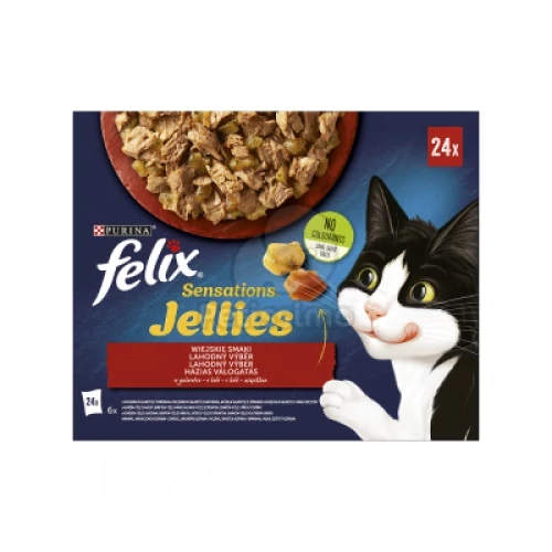 Felix Sensations Jellies Házias válogatás aszpikban nedves macskaeledel 24 x 85 g