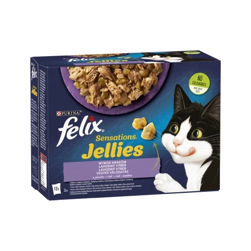 Felix Sensations Jellies Vegyes Válogatás pulykával, báránnyal, makrélával, heringgel 12 x 85 g