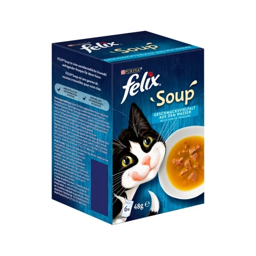 Felix Soup Halas Válogatás tőkehallal, lepényhallal, tonhallal 6 x 48 g