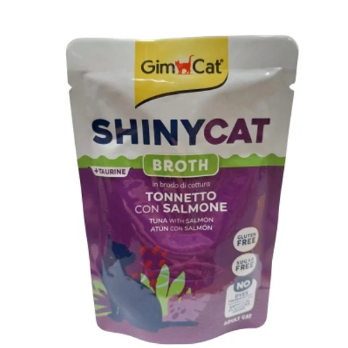 GimCat ShinyCat Broth Tonnetto con Salmone - leves tonhallal és lazaccal 70 g