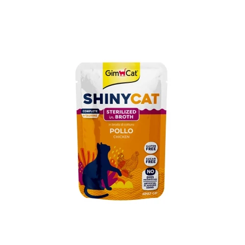 GimCat ShinyCat Sterilized Broth Pollo - leves csirkével 70 g