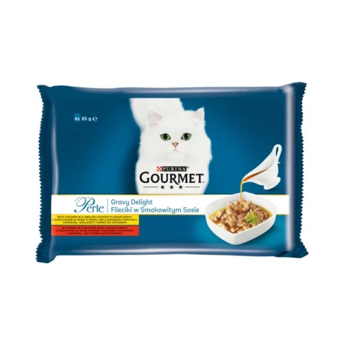 Gourmet Perle Gravy Delight csirke és marha 4 x 85 g