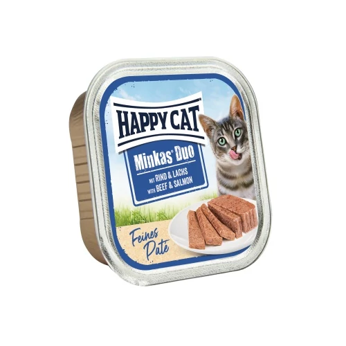 Happy Cat Minkas Duo - marha és lazac pástétom 16 x 100 g