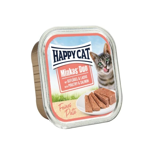 Happy Cat Minkas Duo - szárnyas és lazac pástétom 16 x 100 g