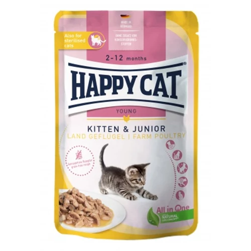 Happy Cat pouch szósz kitten-junior baromfi macskák részére 20 x 85 g