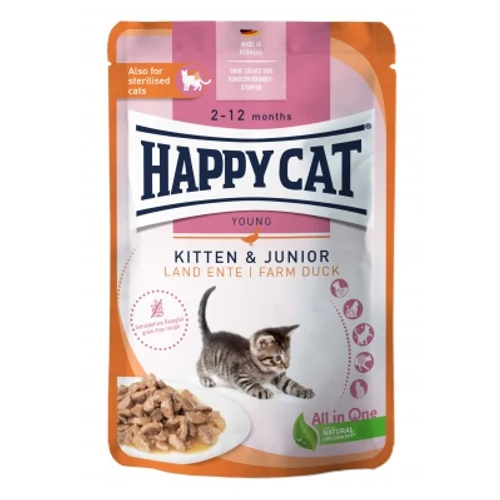 Happy Cat pouch szósz kitten-junior kacsa macskák részére 20 x 85 g