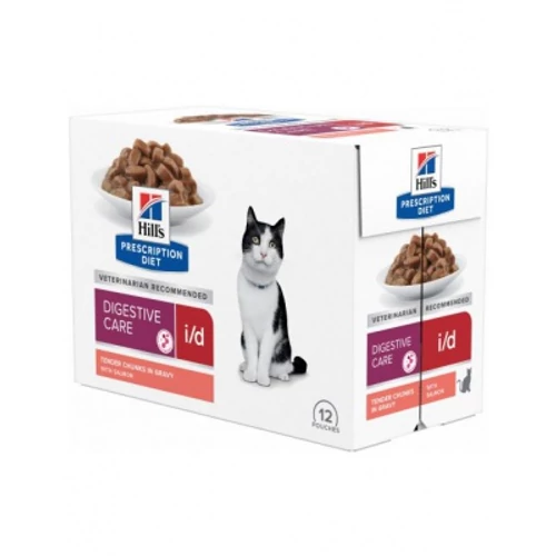 Hill's Prescription Diet i/d Digestive Care macskatáp, lazac - alutasakos 12 x 85 g