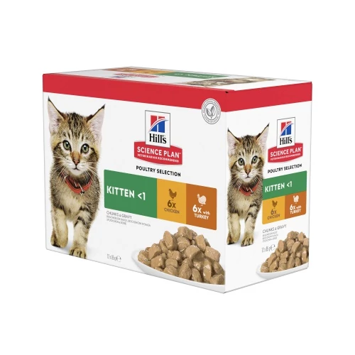 Hill's Science Plan Kitten nedves macskatáp, csirke-pulyka 12 x 85 g