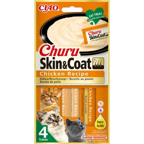 Inaba Cat Churu Skin&Coat - csirke 4 x 14 g