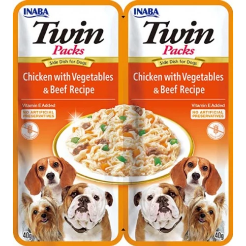 Inaba Dog Churu Twin Packs - csirke-zöldség-marha 2 x 40 g