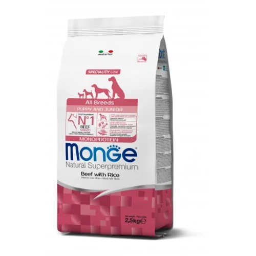 Monge All Breeds Puppy & Junior MONOPROTEIN Marha és Rizs 2,5 Kg 12 kg