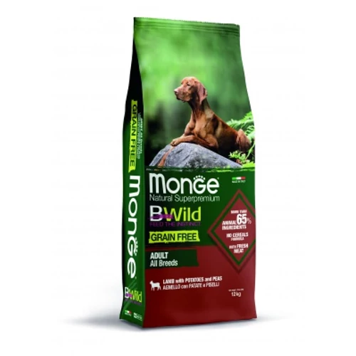 Monge BWild Grain Free All Breeds Adult száraz kutyatáp - bárány, burgonya, borsó 12 kg