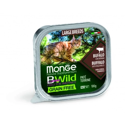 Monge BWild Grain Free Paté Terrine Large Breed - bölény zöldségekkel 100 g