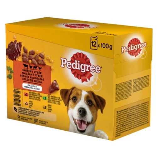 Pedigree alutasakos eledel csirkével és zöldséggel, marhával és zöldséggel, pulykával és sárgarépával, marhával és nyúllal 1 db