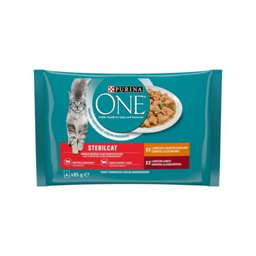 Purina ONE Sterilcat csirkével és marhával macskaeledel 4 x 85 g