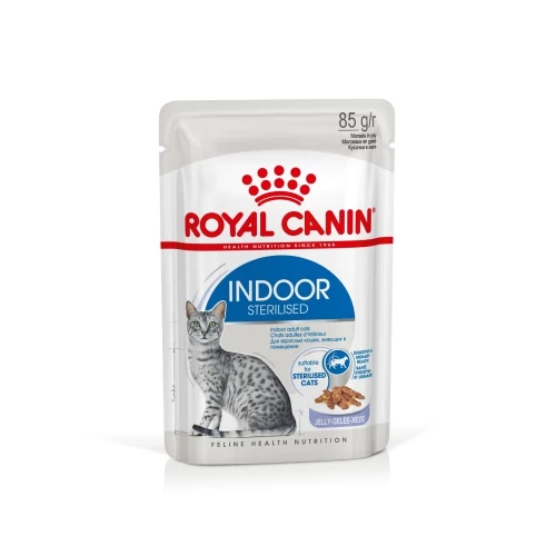 Royal Canin Indoor Sterilised Jelly - lakásban tartott felnőtt macska zselés nedves táp 12 x 85 g
