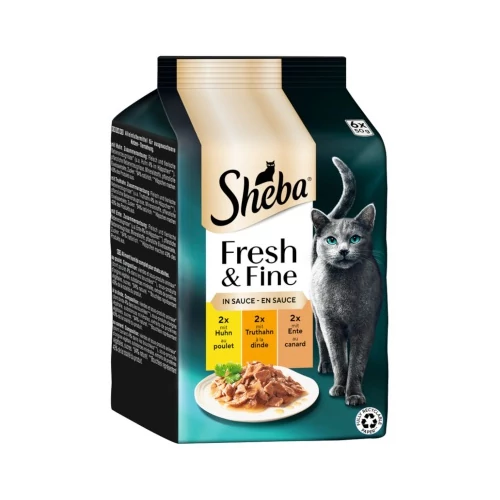 Sheba Fresh & Fine - csirke, pulyka és kacsa szószban 6 x 50 g