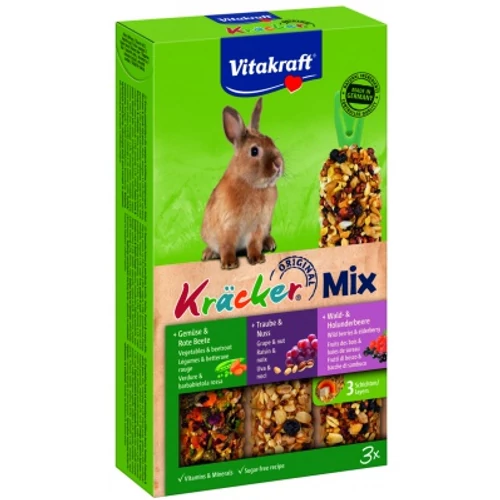 Vitakraft zöldséges-mogyorós-erdei gyümölcsös hármas rúd nyulaknak 1 db