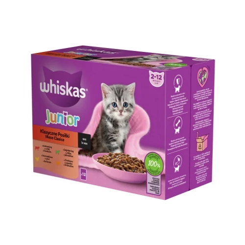 Whiskas alutasak 12 pack eledel kölyök macskák részére krémes ízesítéssel 12x85 g 12 x 85 g