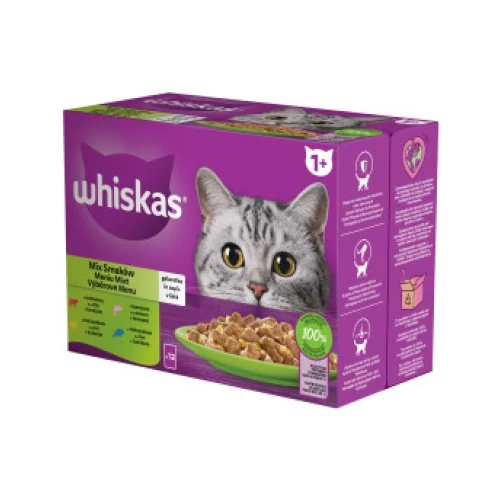 WHISKAS alutasakos 12-pack halas-húsos mix válogatás 12*85g eledel macskák részére 85 g