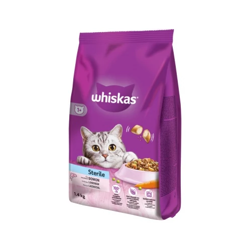 whiskas száraz macskaeledel lazac ízesítéssel 1,4 kg 85 g