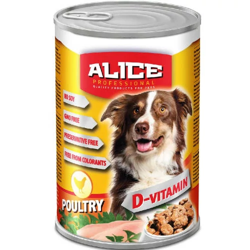 Alice Professional Dog konzerv - csirke (1240g) nedves eledel kutyák részére