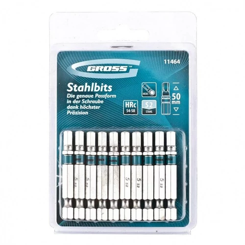 GROSS HEX5x50mm 10db professional bit S2 acél