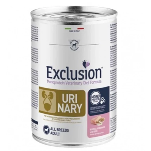 Exclusion Urinary Pork & Sorghum and Rice konzerv kutyák számára 400 g