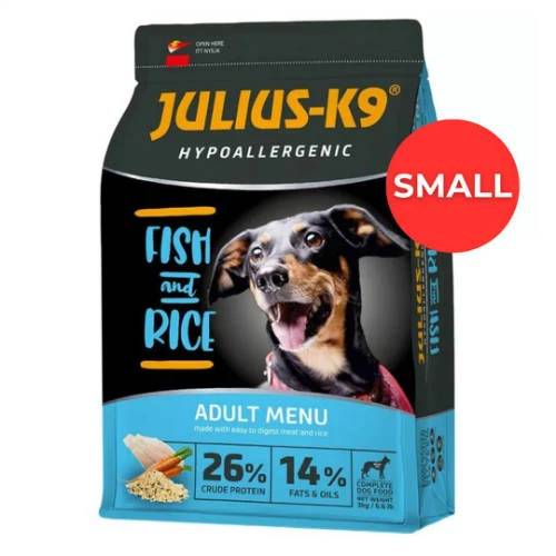 JULIUS K-9 12kg Adult Small Hypoallergenic (hal,rizs) száraztáp - Ételallergiás felnőtt kutyák részére