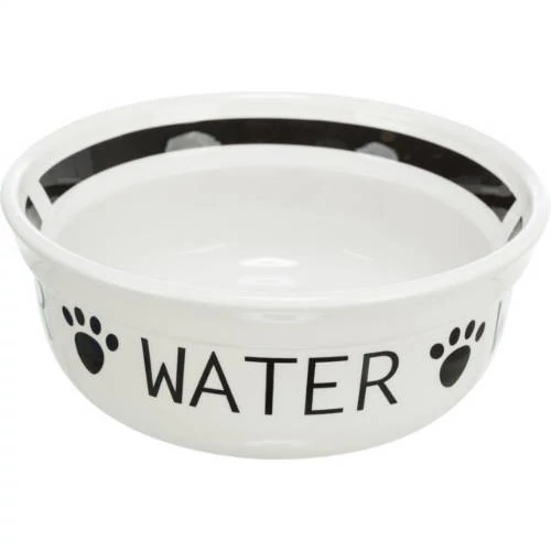 trixie 24486 kerámia tál "WATER" 0,6l/15cm, fehér-fekete