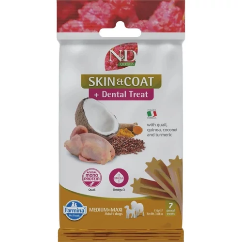 N&D Quinoa Dog Jutalomfalat Skin&coat Quail Adult Med&max 100g