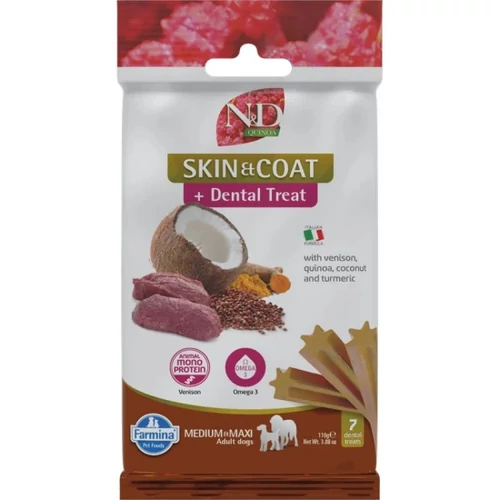 N&D Quinoa Dog Jutalomfalat Skin&coat Venison Adult Med&max 100g