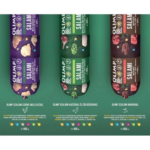 OLIMP Prémium szalámi 88% hús marha,kacsa,csirke 800g 3*4db MIX BOX