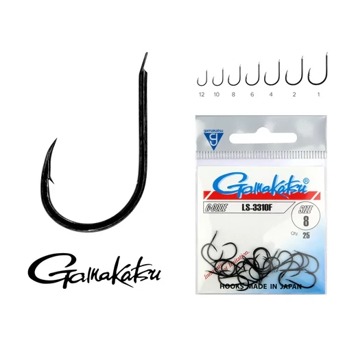 Gamakatsu LS-3310F NEW LABEL HOOKS BLACK 8-as                              