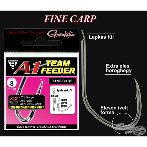 Gamakatsu A1 TEAM FEEDER HOOKS FINE CARP #10-es                    
