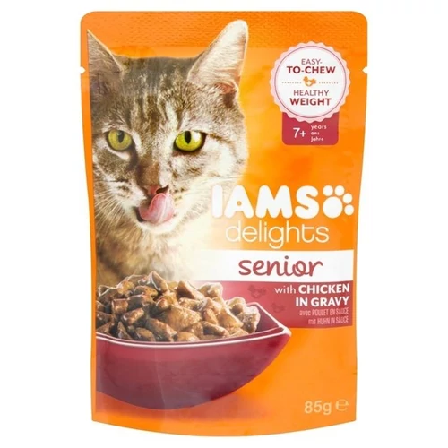 Iams Delights Senior Csirke Falatkák Ízletes Szószban nedves macskatáp 85g