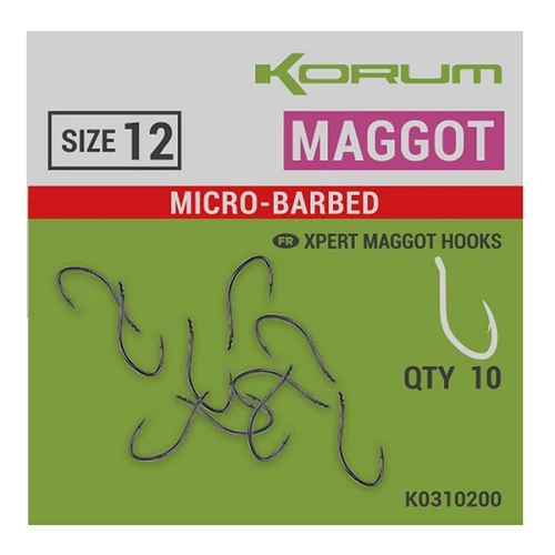 Korum XPERT MAGGOT  BARBED HOOKS - SIZE 14