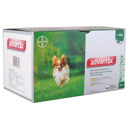 Advantix spot on 4 kg alatti kutyáknak A.U.V. 24 x 0,4 ml