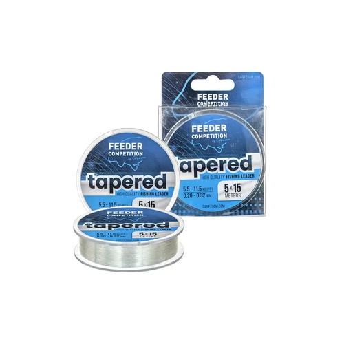 Carp Zoom Feeder Competition Tapered vékonyodó előkezsinór, o 0,26-0,57 mm, 5x15 m, 8,0/17,3 kg, áttetsző