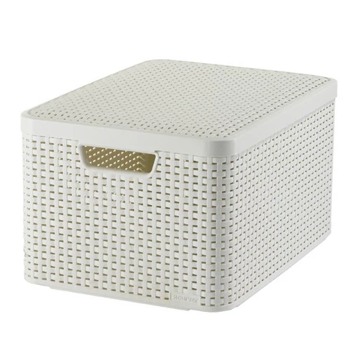 CURVER "STYLE" L MÉRETŰ RATTAN KOSÁR FEDÉLLEL (30L) - Krém