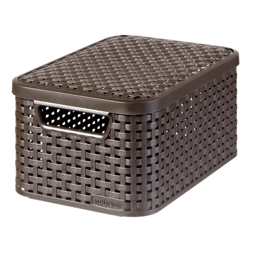 CURVER "STYLE" S MÉRETŰ RATTAN KOSÁR FEDÉLLEL (7L) - Sötétbarna